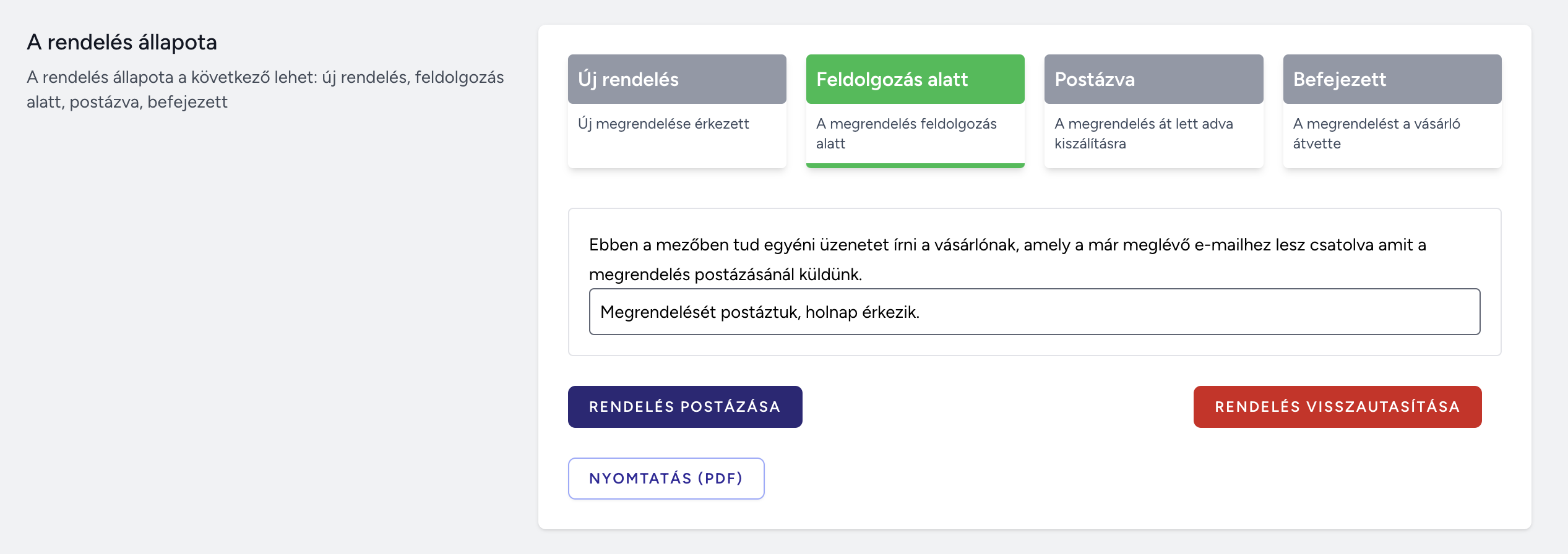 Webshop order processing