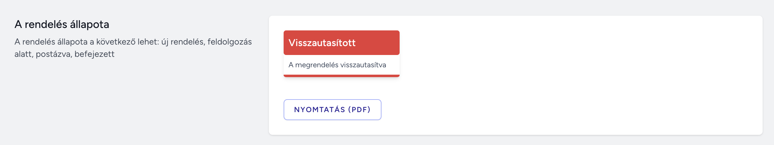 Webshop order rejected