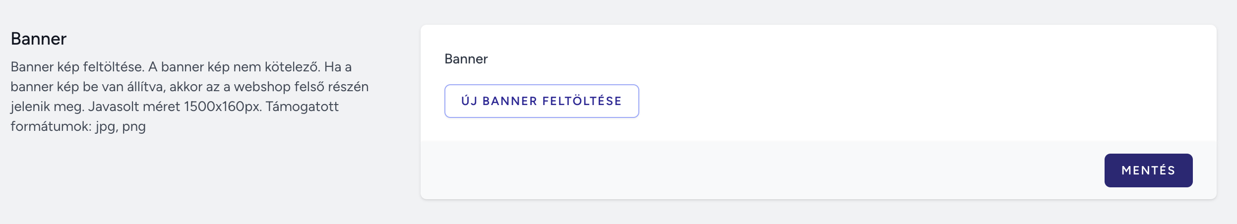 Webshop settings banner