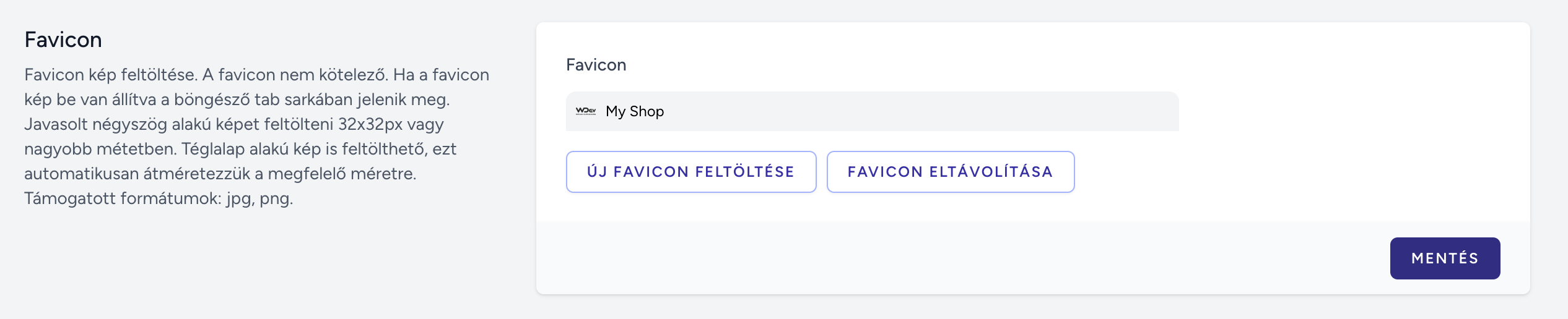 Webshop settings favicon