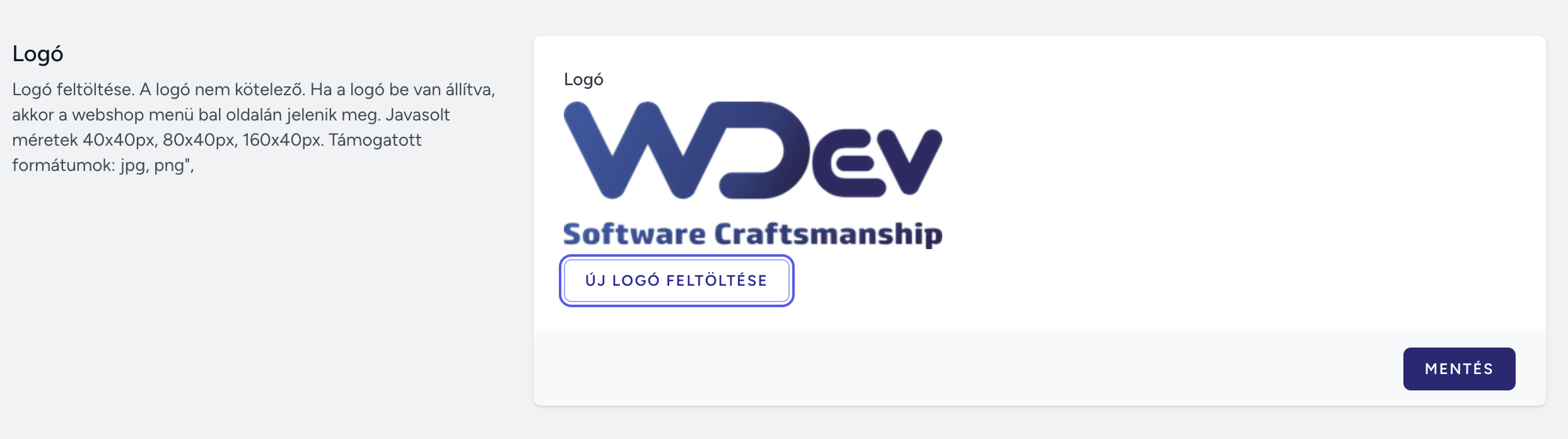 Webshop settings logo